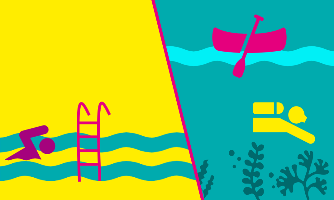 Schwimmbad und See